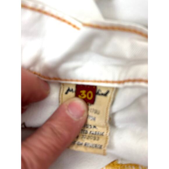 7 For All Mankind Womens 30 White Lightweight Bootcut Pants Yellow Stitching - Picture 8 of 9